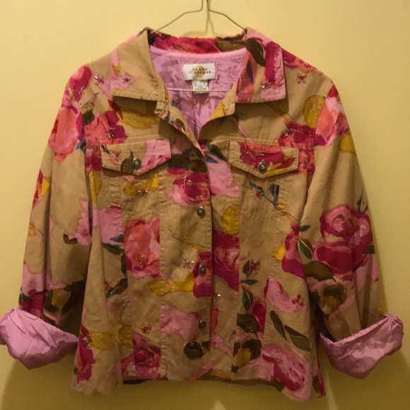 Sandy Starkman Pink Floral Jacket Sz. M - Picture 1 of 4